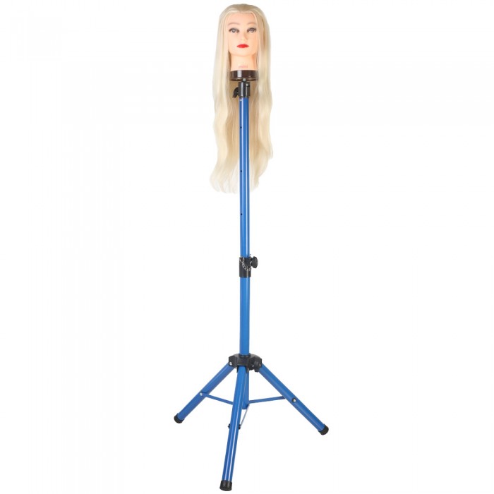 Kuaför Eğitim Mankeni İçin Metal Tripod - Mavi + Taşıma Çantası