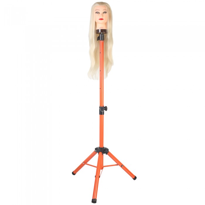 Kuaför Eğitim Mankeni İçin Metal Tripod - Turuncu + Taşıma Çantası