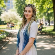 Afrika Örgüsü Ve Rasta İçin Sentetik Ombreli Saç - Platin / Lacivert