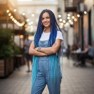 Afrika Örgüsü Ve Rasta İçin Sentetik Ombreli Saç - Koyu Mavi / Açık Mavi Afrika Örgüsü Ve Rasta İçin Sentetik Ombreli Saç - Koyu Mavi / Açık Mavi