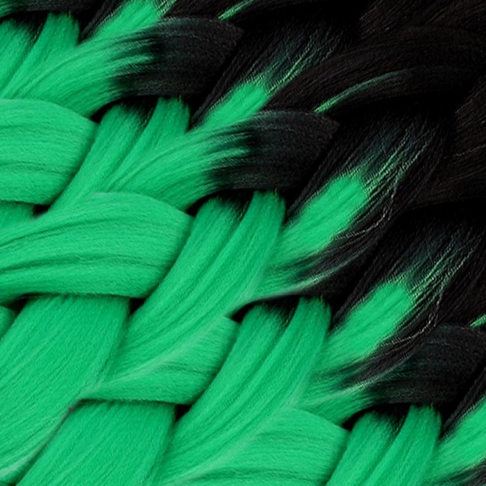  Afrika Örgüsü Ve Rasta İçin Sentetik Ombreli Saç - Siyah / Zümrüt Yeşili