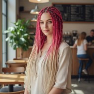  Afrika Örgüsü Ve Rasta İçin Sentetik Ombreli Saç - Pembe / Platin