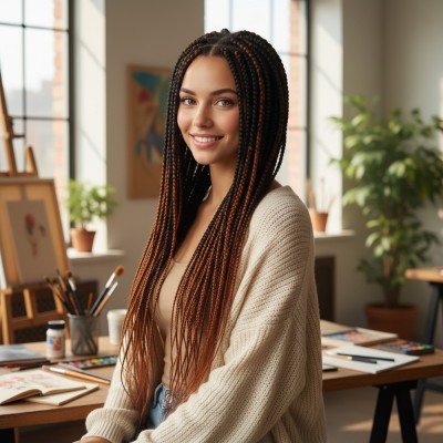 Afrika Örgüsü Ve Rasta İçin Sentetik Ombreli Saç - Siyah / Bakır