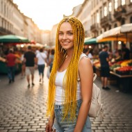 Afrika Örgüsü Ve Rasta İçin Sentetik Saç - Koyu Sarı Afrika Örgüsü Ve Rasta İçin Sentetik Saç - Koyu Sarı