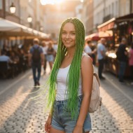  Afrika Örgüsü Ve Rasta İçin Sentetik Saç - Neon Yeşil