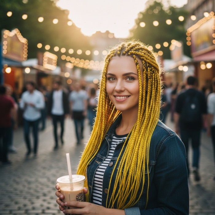 Afrika Örgüsü Ve Rasta İçin Sentetik Saç - Sarı Afrika Örgüsü Ve Rasta İçin Sentetik Saç - Sarı