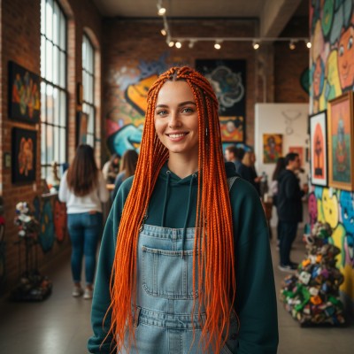 Afrika Örgüsü Ve Rasta İçin Sentetik Saç - Turuncu