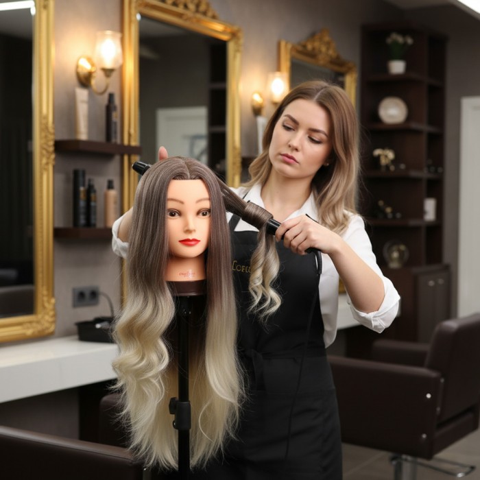 Kuaför Eğitim Mankeni - Yaki + Masa Aparatı - Kahverengi / Platin Kuaför Eğitim Mankeni - Yaki + Masa Aparatı - Kahverengi / Platin