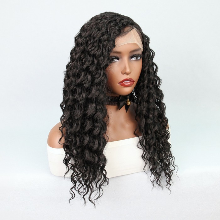 Siyah Yoğun Dalgalı Orta Boy Fiber Sentetik Tül Peruk Siyah Yoğun Dalgalı Orta Boy Fiber Sentetik Tül Peruk