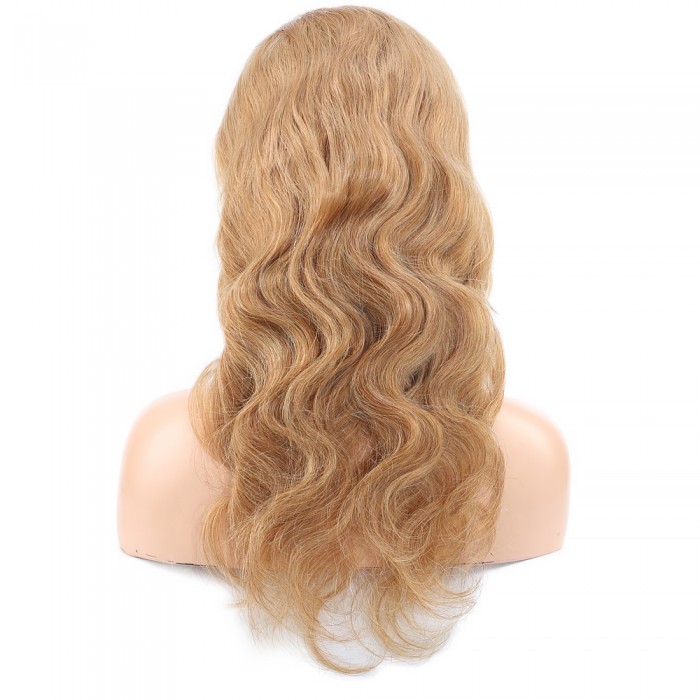Dalgalı Front Lace Gerçek Tül Peruk - Sıcak Karamel - 60-65cm