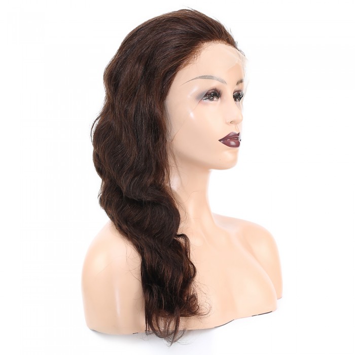 Dalgalı Front Lace Gerçek Tül Peruk - Koyu Kahve - 60-65cm