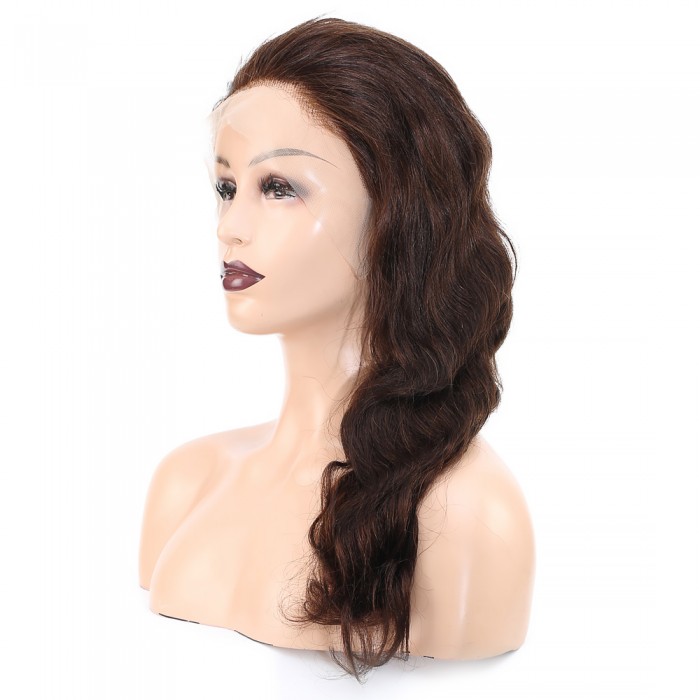 Dalgalı Front Lace Gerçek Tül Peruk - Koyu Kahve - 60-65cm