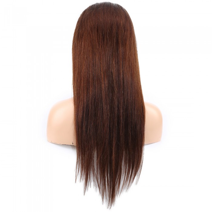 Düz Front Lace Gerçek Tül Peruk - Açık Kahve - 60-65cm
