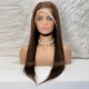 Düz Front Lace Gerçek Tül Peruk - Koyu Kahve - 70-75cm Düz Front Lace Gerçek Tül Peruk - Koyu Kahve - 70-75cm