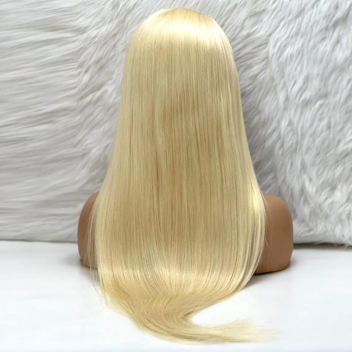 Düz Front Lace Gerçek Tül Peruk - Platin - 70-75cm