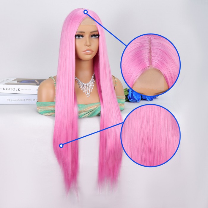 Pembe Ekstra Uzun Tül Peruk