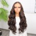 Gür Yoğun Su Dalgalı Kumral Fiber Sentetik Uzun Tül Peruk