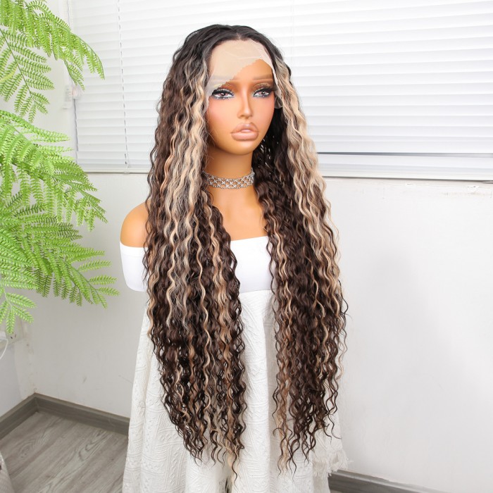 Afro Dalga Doğal Çikolata Kahve Ombreli Işıltılı Fiber Sentetik Tül Peruk