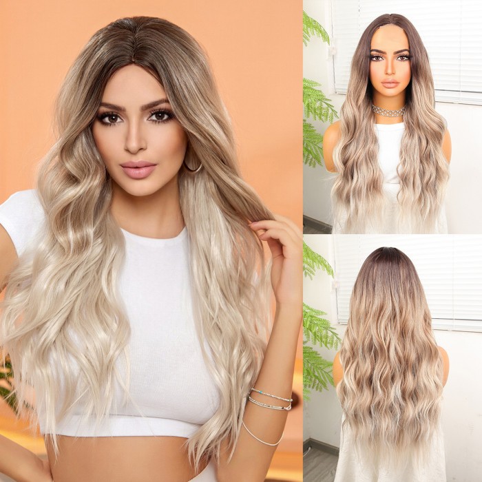 Kumral Beyaz Platin Ombre ve Röfleli Tül Peruk