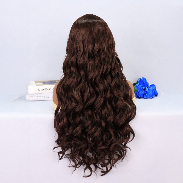 Kahverengi Dalgalı Uzun Tül Peruk