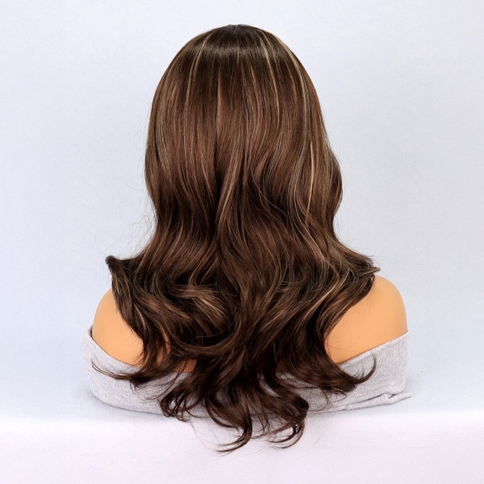 Koyu Kumral Platin Işıltılı Tül Peruk