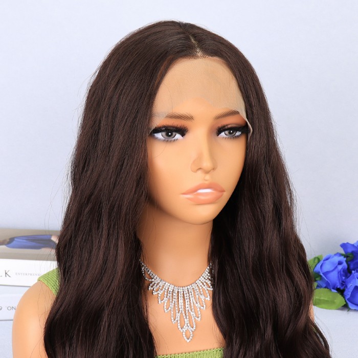 Koyu Kahverengi Dalgalı Tül Peruk