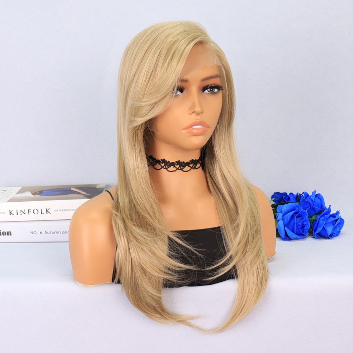 Katlı Kesim Balköpüğü Platin Röfleli Yan Tül Peruk