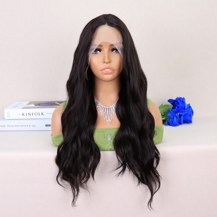 Koyu Kahverengi Su Dalgalı Yoğun Tül Peruk