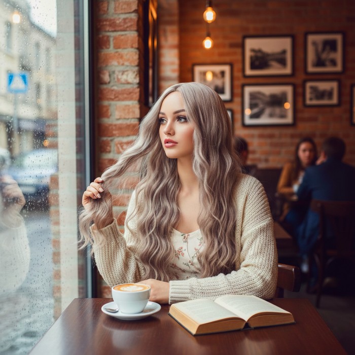 Uzun Su Dalgası Fiber Sentetik Peruk - Küllü Bebek Sarı