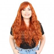 Perçemli Uzun Su Dalgası Fiber Sentetik Peruk- Bakır Perçemli Uzun Su Dalgası Fiber Sentetik Peruk- Bakır