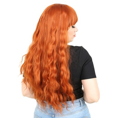 Perçemli Uzun Su Dalgası Fiber Sentetik Peruk- Bakır Perçemli Uzun Su Dalgası Fiber Sentetik Peruk- Bakır