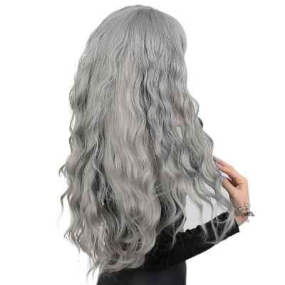 Perçemli Uzun Su Dalgası Fiber Sentetik Peruk - Açık Gri Perçemli Uzun Su Dalgası Fiber Sentetik Peruk - Açık Gri