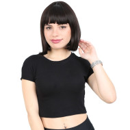 Kısa Küt Perçemli Fiber Sentetik Peruk - Kahverengi