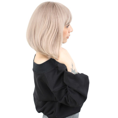 Kısa Küt Perçemli Fiber Sentetik Peruk - Küllü Bebek Sarı Kısa Küt Perçemli Fiber Sentetik Peruk - Küllü Bebek Sarı