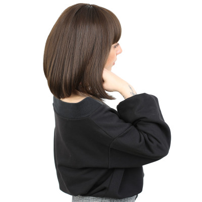 Kısa Küt Perçemli Fiber Sentetik Peruk - Açık Kahve Kısa Küt Perçemli Fiber Sentetik Peruk - Açık Kahve