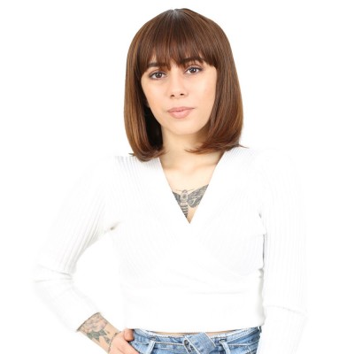 Küt Kahküllü Fiber Sentetik Peruk - Kahve Karamel