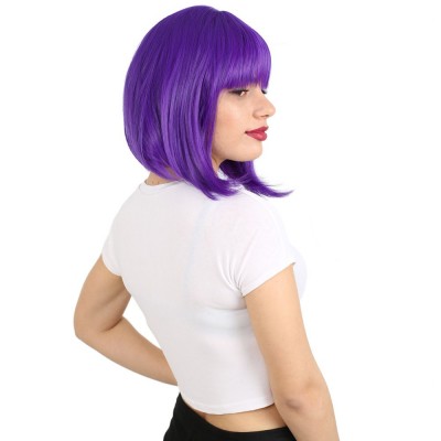 Küt Kahküllü Fiber Sentetik Peruk - Mor Küt Kahküllü Fiber Sentetik Peruk - Mor