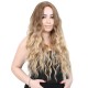 Su Dalgası Uzun Perçemsiz Fiber Sentetik Peruk - Kumral / Balköpüğü Ombreli