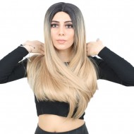 Fiber Sentetik Uzun Düz Peruk - Siyah / Balköpüğü Ombreli Fiber Sentetik Uzun Düz Peruk - Siyah / Balköpüğü Ombreli