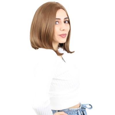 Fiber Sentetik Peruk Perçemsiz Kısa Düz - Kumral