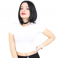  Fiber Sentetik Peruk Perçemsiz Kısa Düz - Siyah