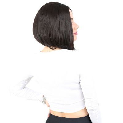 Kahkülsüz Düz Kısa Fiber Sentetik Peruk - Kahverengi