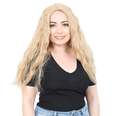  Kabarık Dalgalı Uzun Fiber Sentetik Peruk - Balköpüğü