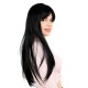 Fiber Sentetik Uzun Düz Kahküllü  Peruk - Siyah