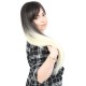 Fiber Sentetik Uzun Düz Kahküllü Peruk - Küllü Siyah / Platin Ombreli Fiber Sentetik Uzun Düz Kahküllü Peruk - Küllü Siyah / Platin Ombreli