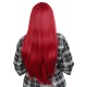 Fiber Sentetik Uzun Düz Kahküllü Peruk - Kızıl