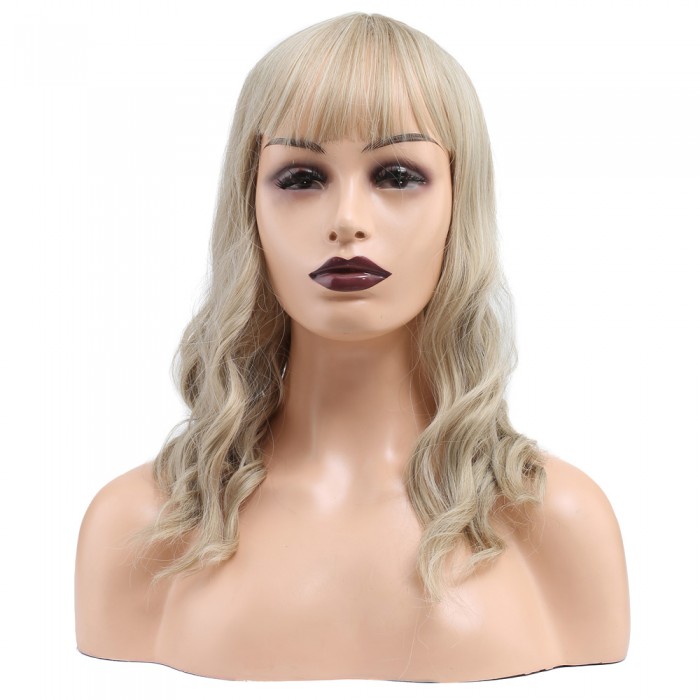 Dalgalı Kısa Perçemli Fiber Sentetik Peruk - Balköpüğü / Platin Röfleli