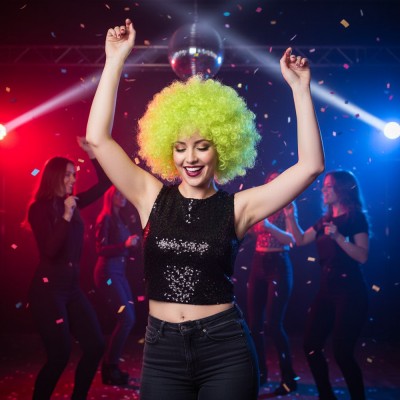 Animasyon Parti Ve Palyaço Peruğu - Neon Yeşil