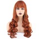 Dalgalı Perçemli Uzun Fiber Sentetik Peruk - Bakır