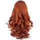 Dalgalı Perçemli Uzun Fiber Sentetik Peruk - Bakır